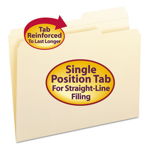 Reinforced Guide Height File Folders, 2/5-Cut Tabs: Right Position, Letter Size, 0.75" Expansion, Manila, 100/Box-(SMD10386)