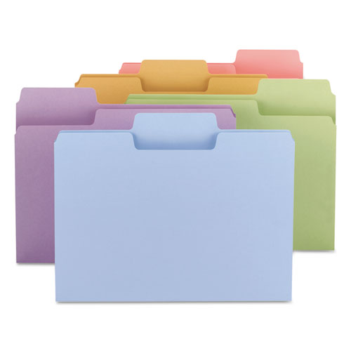 SuperTab Colored File Folders, 1/3-Cut Tabs: Assorted, Letter Size, 0.75" Expansion, 11-pt Stock, Color Assortment 2, 100/Box-(SMD11961)