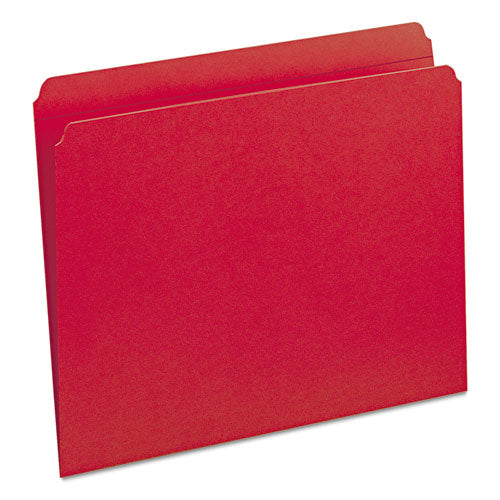 Reinforced Top Tab Colored File Folders, Straight Tabs, Letter Size, 0.75" Expansion, Red, 100/Box-(SMD12710)