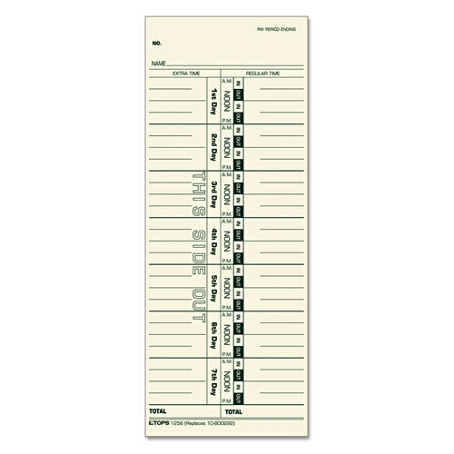 Time Clock Cards, Replacement for 10-800292, One Side, 3.5 x 9, 500/Box-(TOP1256)