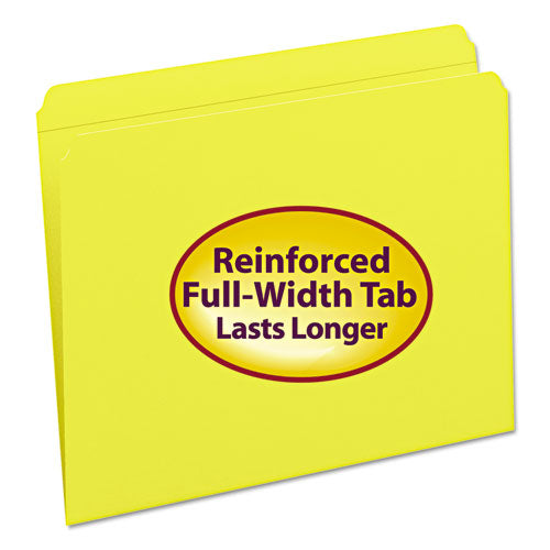 Reinforced Top Tab Colored File Folders, Straight Tabs, Letter Size, 0.75" Expansion, Yellow, 100/Box-(SMD12910)