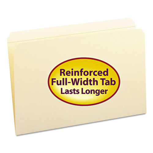 Reinforced Tab Manila File Folders, Straight Tabs, Legal Size, 0.75" Expansion, 11-pt Manila, 100/Box-(SMD15310)