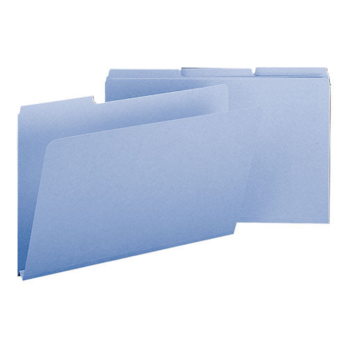 Expanding Recycled Heavy Pressboard Folders, 1/3-Cut Tabs: Assorted, Legal Size, 1" Expansion, Blue, 25/Box-(SMD22530)