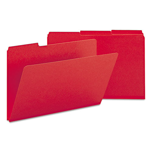 Expanding Recycled Heavy Pressboard Folders, 1/3-Cut Tabs: Assorted, Legal Size, 1" Expansion, Bright Red, 25/Box-(SMD22538)