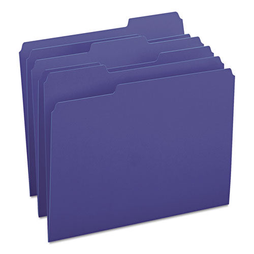 Colored File Folders, 1/3-Cut Tabs: Assorted, Letter Size, 0.75" Expansion, Navy Blue, 100/Box-(SMD13193)