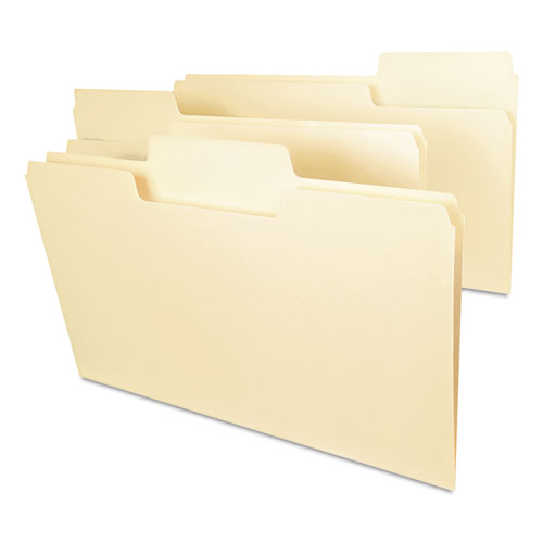 SuperTab Top Tab File Folders, 1/3-Cut Tabs: Assorted, Legal Size, 0.75" Expansion, 14-pt Manila, 50/Box-(SMD15401)