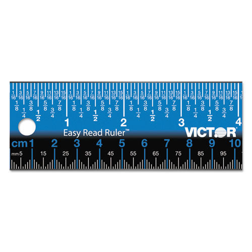 Easy Read Stainless Steel Ruler, Standard/Metric, 18".25 Long, Blue-(VCTEZ18SBL)