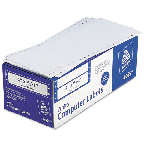 Dot Matrix Printer Mailing Labels, Pin-Fed Printers, 0.94 x 4, White, 5,000/Box-(AVE4065)