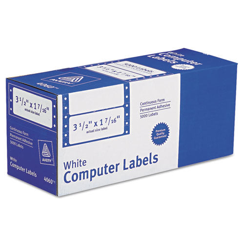 Dot Matrix Printer Mailing Labels, Pin-Fed Printers, 1.44 x 3.5, White, 5,000/Box-(AVE4060)