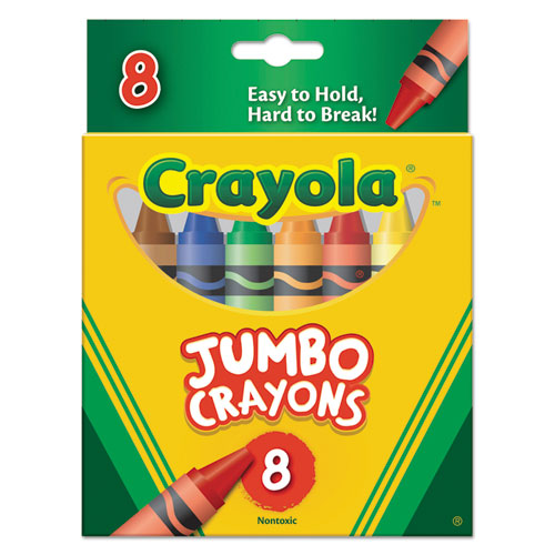 Jumbo Crayons, Assorted Colors, 8/Box-(CYO520389)