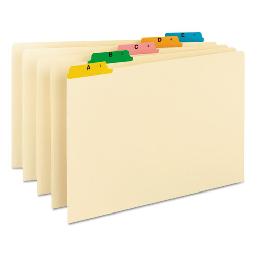 Alphabetic Top Tab Indexed File Guide Set, 1/5-Cut Top Tab, A to Z, 8.5 x 14, Manila, 25/Set-(SMD52180)