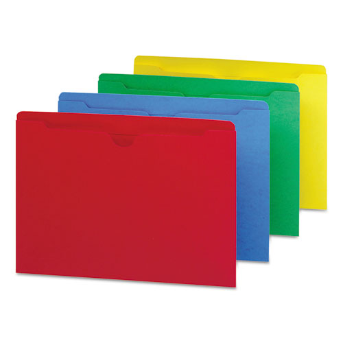 Colored File Jackets with Reinforced Double-Ply Tab, Straight Tab, Letter Size, Assorted Colors, 100/Box-(SMD75613)