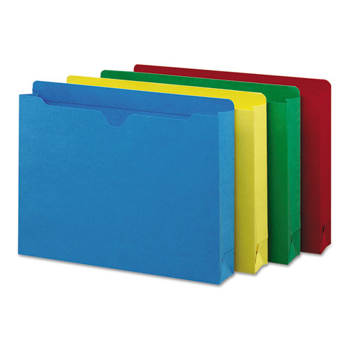 Colored File Jackets with Reinforced Double-Ply Tab, Straight Tab, Letter Size, Assorted Colors, 50/Box-(SMD75673)