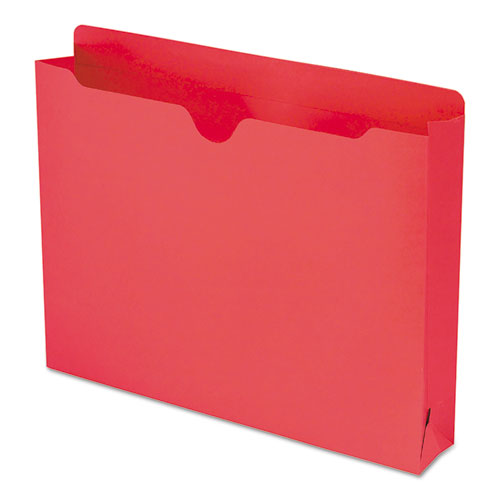 Colored File Jackets with Reinforced Double-Ply Tab, Straight Tab, Letter Size, Red, 50/Box-(SMD75569)