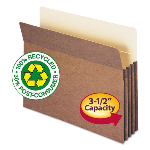 Recycled Top Tab File Pockets, 3.5" Expansion, Letter Size, Redrope, 25/Box-(SMD73205)