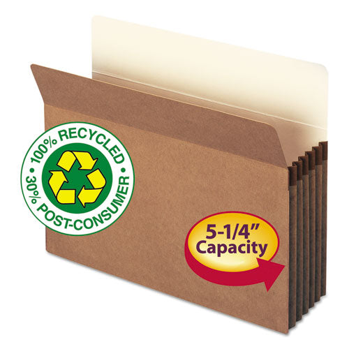 Recycled Top Tab File Pockets, 5.25" Expansion, Letter Size, Redrope, 10/Box-(SMD73206)