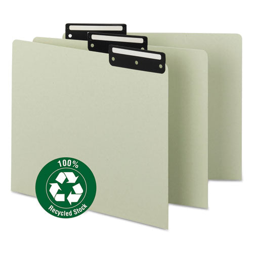 Recycled Blank Top Tab File Guides, 1/3-Cut Top Tab, Blank, 8.5 x 11, Green, 50/Box-(SMD50534)