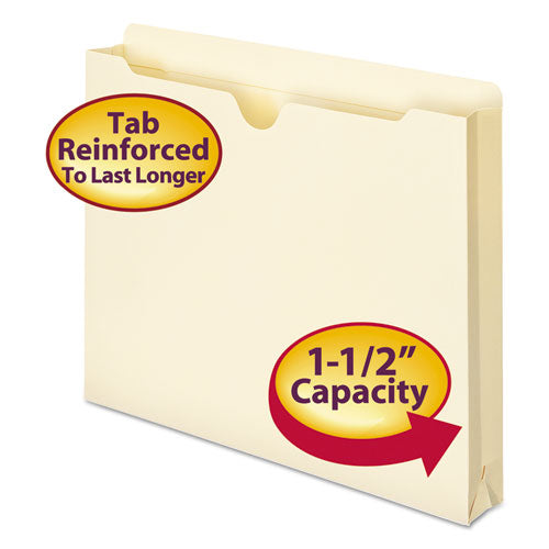 Manila File Jackets, 2-Ply Straight Tab, Letter Size, Manila, 50/Box-(SMD75540)