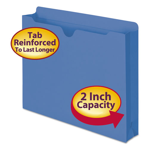 Colored File Jackets with Reinforced Double-Ply Tab, Straight Tab, Letter Size, Blue, 50/Box-(SMD75562)