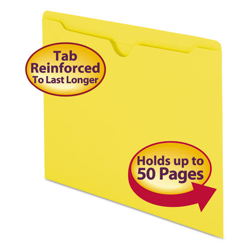 Colored File Jackets with Reinforced Double-Ply Tab, Straight Tab, Letter Size, Yellow, 100/Box-(SMD75511)