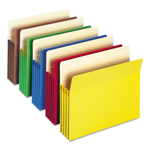 Colored File Pockets, 3.5" Expansion, Letter Size, Assorted Colors, 25/Box-(SMD73890)