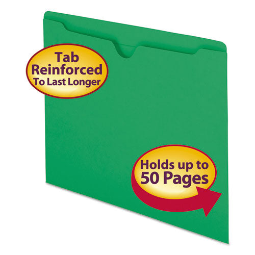 Colored File Jackets with Reinforced Double-Ply Tab, Straight Tab, Letter Size, Green, 100/Box-(SMD75503)