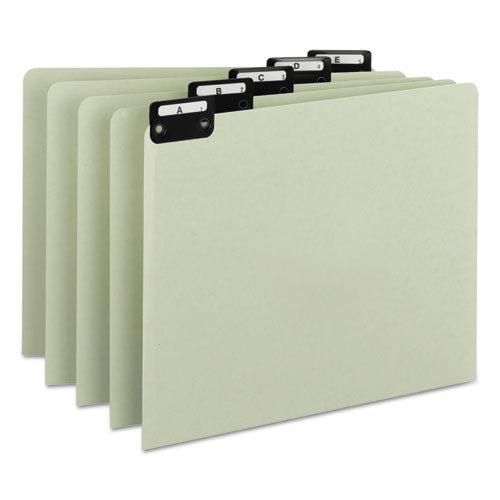 Alphabetic Top Tab Indexed File Guide Set, 1/5-Cut Top Tab, A to Z, 8.5 x 11, Green, 25/Set-(SMD50576)