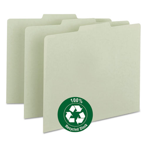 Recycled Blank Top Tab File Guides, 1/3-Cut Top Tab, Blank, 8.5 x 11, Green, 100/Box-(SMD50334)