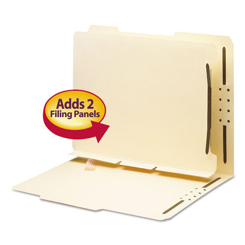 Self-Adhesive Folder Dividers with Twin-Prong Fasteners for Top/End Tab Folders, 1 Fastener, Letter Size, Manila, 25/Pack-(SMD68025)