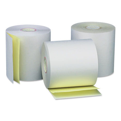 Carbonless Paper Rolls, 0.44" Core, 3" x 90 ft, White/Canary, 50/Carton-(UNV35767)