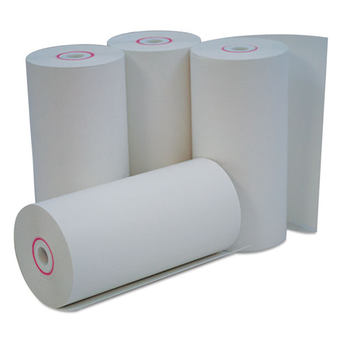 Direct Thermal Print Paper Rolls, 0.38" Core, 4.38" x 127 ft, White, 50/Carton-(UNV35765)