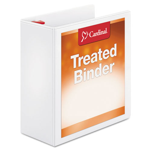 Treated ClearVue Locking Slant-D Ring Binder, 3 Rings, 4" Capacity, 11 x 8.5, White-(CRD32140)