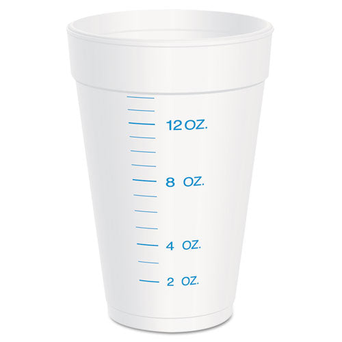 Graduated Foam Medical Cups, 16 oz, White, 25/Pack, 40 Packs/Carton-(DCC16J16GRAD)