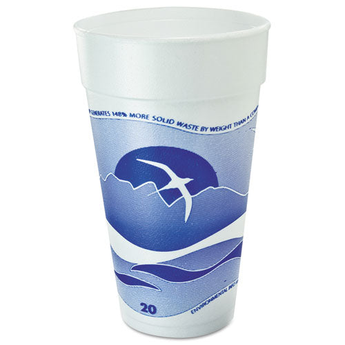 Horizon Hot/Cold Foam Drinking Cups, 20 oz, Printed, Blueberry/White, 25/Bag, 20 Bags/Carton-(DCC20J16H)