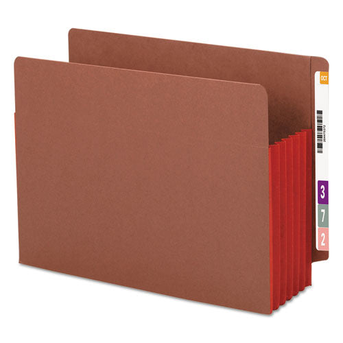 Redrope Drop-Front End Tab File Pockets, Fully Lined 6.5" High Gussets, 5.25" Expansion, Letter Size, Redrope/Red, 10/Box-(SMD73696)