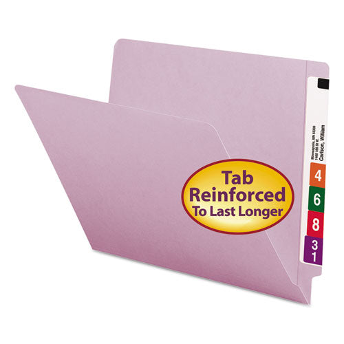 Shelf-Master Reinforced End Tab Colored Folders, Straight Tabs, Letter Size, 0.75" Expansion, Lavender, 100/Box-(SMD25410)