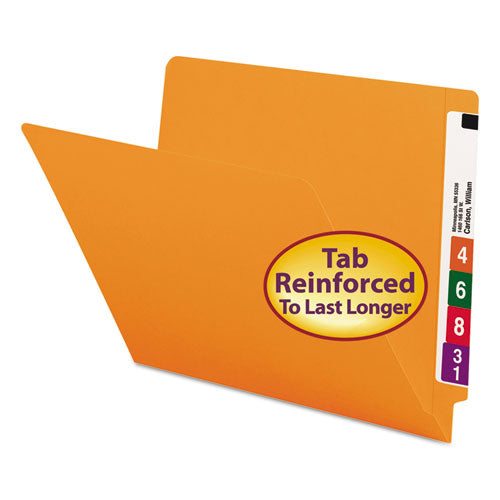 Shelf-Master Reinforced End Tab Colored Folders, Straight Tabs, Letter Size, 0.75" Expansion, Orange, 100/Box-(SMD25510)