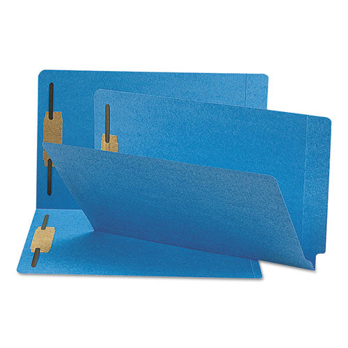 Heavyweight Colored End Tab Fastener Folders, 0.75" Expansion, 2 Fasteners, Legal Size, Blue Exterior, 50/Box-(SMD28040)