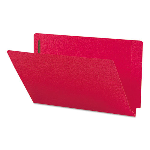 Heavyweight Colored End Tab Fastener Folders, 0.75" Expansion, 2 Fasteners, Legal Size, Red Exterior, 50/Box-(SMD28740)