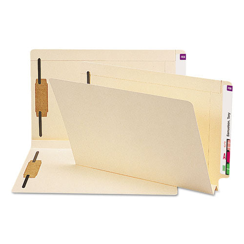 End Tab W-Fold Fastener Folders with Reinforced Tabs, 1.5" Expansion, 2 Fasteners, Legal Size, Manila, 50/Box-(SMD37276)