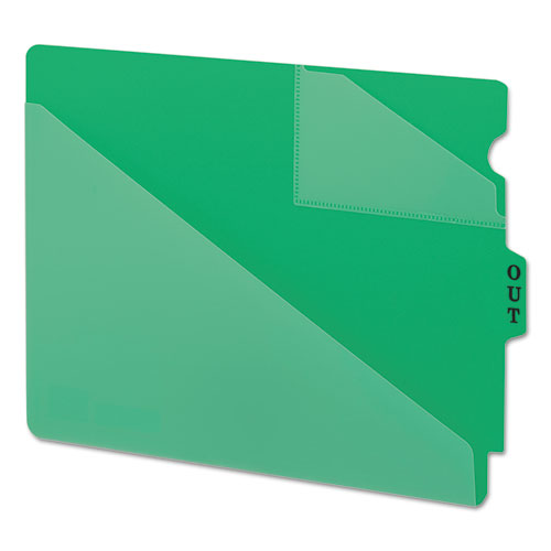 End Tab Poly Out Guides, Two-Pocket Style, 1/3-Cut End Tab, Out, 8.5 x 11, Green, 50/Box-(SMD61962)