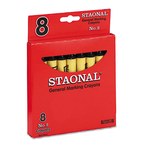 Staonal Marking Crayons, Black, 8/Box-(CYO5200023051)