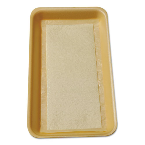 Meat Tray Pads, 6 x 4.5, White/Yellow, Paper, 1,000/Carton-(ITRTA1341108)