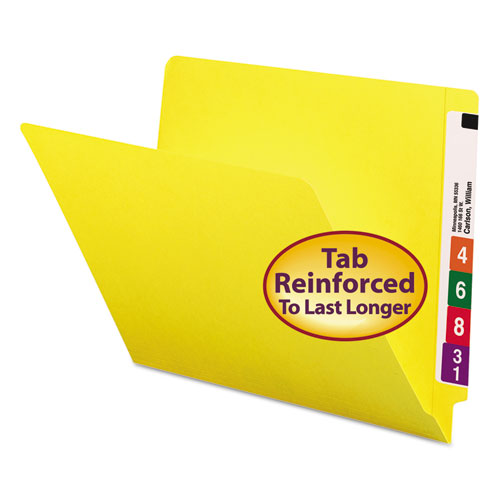 Shelf-Master Reinforced End Tab Colored Folders, Straight Tabs, Letter Size, 0.75" Expansion, Yellow, 100/Box-(SMD25910)