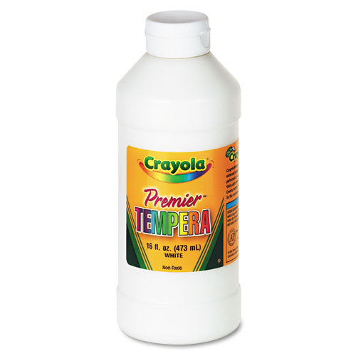 Premier Tempera Paint, White, 16 oz Bottle-(CYO541216053)