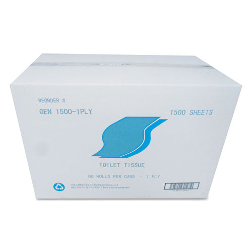 Small Roll Bath Tissue, Septic Safe, 1-Ply, White, 1,500 Sheets/Roll, 60 Rolls/Carton-(GEN15001PLY)