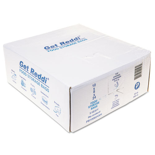 Food Bags, 22 qt, 1.2 mil, 10" x 24", Clear, 500/Carton-(IBSPB100824XH)