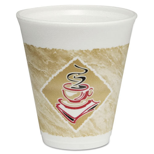 Cafe G Foam Hot/Cold Cups, 12 oz, Brown/Red/White, 1,000/Carton-(DCC12X16G)