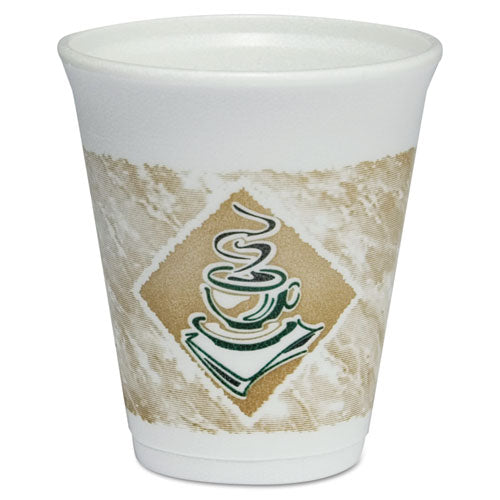 Cafe G Foam Hot/Cold Cups, 8 oz, Brown/Green/White, 1,000/Carton-(DCC8X8G)