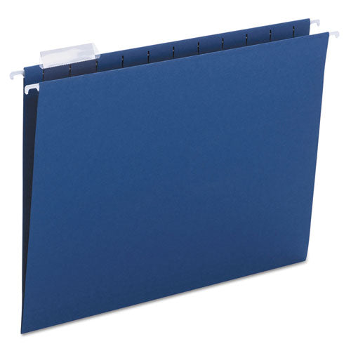 Colored Hanging File Folders with 1/5 Cut Tabs, Letter Size, 1/5-Cut Tabs, Navy, 25/Box-(SMD64057)